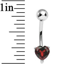 Load image into Gallery viewer, 925 Sterling Silver Genuine Garnet Heart Solitaire Belly Ring
