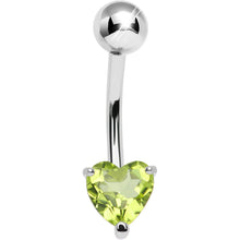 Load image into Gallery viewer, 925 Sterling Silver Genuine Peridot Heart Solitaire Belly Ring
