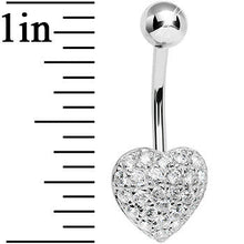 Load image into Gallery viewer, 925 Sterling Silver Cubic Zirconia Paved Heart Belly Ring
