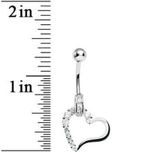 Load image into Gallery viewer, 925 Sterling Silver Cubic Zirconia Hollow Heart Charm Belly Ring
