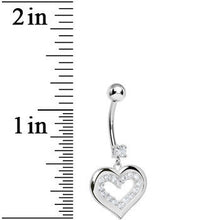 Load image into Gallery viewer, 925 Sterling Silver Cubic Zirconia Encased Heart Dangle Belly Ring
