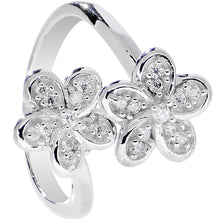 Load image into Gallery viewer, 925 Sterling Silver Clear CZ Twin Flower Toe Ring
