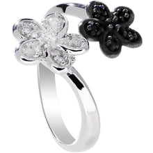 Load image into Gallery viewer, 925 Sterling Silver Clear Black CZ Twin Flower Toe Ring
