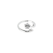Load image into Gallery viewer, Solid 14k White Gold .05 Carat Genuine Diamond Flower Toe Ring
