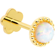 Load image into Gallery viewer, 14k Yellow Gold Flat Back Earring 20G 3mm Synthetic Opal Floral Reversible
