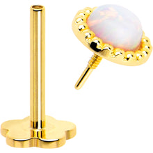 Load image into Gallery viewer, 14k Yellow Gold Flat Back Earring 20G 3mm Synthetic Opal Floral Reversible
