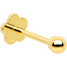 Load image into Gallery viewer, 14k Yellow Gold Flat Back Earring 20G 2mm Ball Floral Reversible
