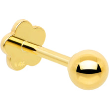 Load image into Gallery viewer, 14k Yellow Gold Flat Back Earring 20G 3mm Ball Floral Reversible
