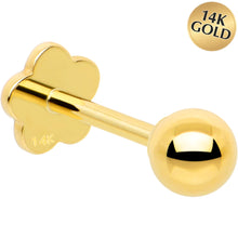 Load image into Gallery viewer, 14k Yellow Gold Flat Back Earring 20G 3mm Ball Floral Reversible
