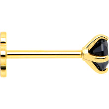 Load image into Gallery viewer, 14k Yellow Gold Flat Back Earring 20G 3mm Blue CZ Floral Reversible
