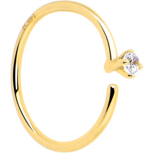 Load image into Gallery viewer, 14k Solid Yellow Gold Bendable Nose Hoop 22G 5/16 with CZ
