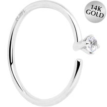 Load image into Gallery viewer, 14k Solid White Gold Bendable Nose Hoop 22G 5/16 with CZ
