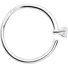 Load image into Gallery viewer, 14k Solid White Gold Bendable Nose Hoop 22G 5/16 with CZ
