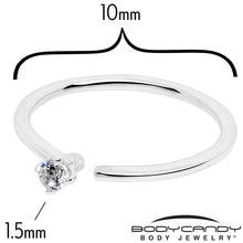 Load image into Gallery viewer, 14k Solid White Gold Bendable Nose Hoop 22G 5/16 with CZ
