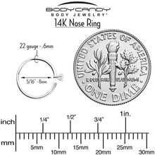 Load image into Gallery viewer, 14k Solid White Gold Bendable Nose Hoop 22G 5/16 with CZ
