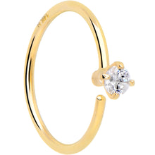 Load image into Gallery viewer, 14k Solid Yellow Gold Bendable Nose Hoop 22G 5/16 with 2mm  CZ
