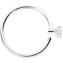 Load image into Gallery viewer, 14k Solid White Gold Bendable Nose Hoop 22G 5/16 with 2mm CZ
