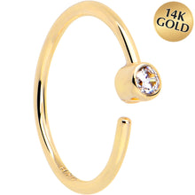 Load image into Gallery viewer, 14k Solid Yellow Gold Bendable Nose Hoop 22G 5/16 with Bezel CZ

