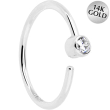 Load image into Gallery viewer, 14k Solid White Gold Bendable Nose Hoop 22G 5/16 with Bezel CZ
