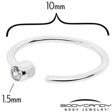Load image into Gallery viewer, 14k Solid White Gold Bendable Nose Hoop 22G 5/16 with Bezel CZ
