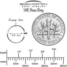 Load image into Gallery viewer, 14k Solid White Gold Bendable Nose Hoop 22G 5/16 with Bezel CZ
