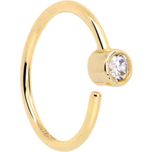 Load image into Gallery viewer, 14k Solid Yellow Gold Bendable Nose Hoop 22G 5/16 with 2mm Bezel CZ
