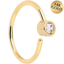 Load image into Gallery viewer, 14k Solid Yellow Gold Bendable Nose Hoop 22G 5/16 with 2mm Bezel CZ
