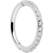 Load image into Gallery viewer, 14k Solid White Gold Hinged Segment Ring Forward Facing CZ 18G 5/16
