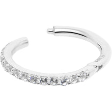 Load image into Gallery viewer, 14k Solid White Gold Hinged Segment Ring Forward Facing CZ 18G 5/16
