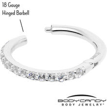 Load image into Gallery viewer, 14k Solid White Gold Hinged Segment Ring Forward Facing CZ 18G 5/16
