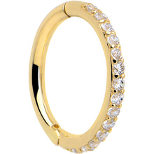 Load image into Gallery viewer, 14k Solid Yellow Gold Hinged Segment Ring Forward Facing CZ 18G 5/16
