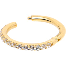 Load image into Gallery viewer, 14k Solid Yellow Gold Hinged Segment Ring Forward Facing CZ 18G 5/16
