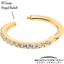 Load image into Gallery viewer, 14k Solid Yellow Gold Hinged Segment Ring Forward Facing CZ 18G 5/16
