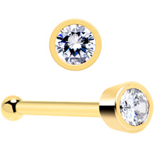 Load image into Gallery viewer, Solid 14k Yellow Gold 1.5mm Cubic Zirconia Nose Bone
