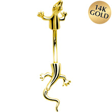 Load image into Gallery viewer, 16G Solid 14k Yellow Gold Lizard Belly Ring
