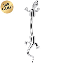 Load image into Gallery viewer, 16G Solid 14k White Gold Lizard Belly Ring
