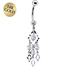 Load image into Gallery viewer, 16G Solid 14k White Gold Expressions Chandelier Belly Ring
