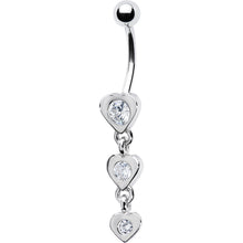 Load image into Gallery viewer, 16G Solid 14k White Gold Zirconia Heart Drop Belly Ring
