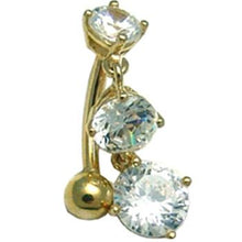 Load image into Gallery viewer, 16G Solid 14k Yellow Gold Top Mount CZ Belly Ring
