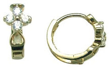 Load image into Gallery viewer, 14k Yellow Gold CZ Flower Huggy Earrings
