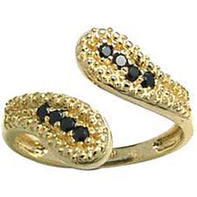 Load image into Gallery viewer, 10K Yellow Gold Black Cubic Zirconia Wrap Toe Ring
