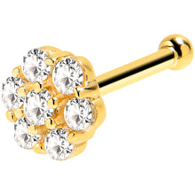Load image into Gallery viewer, Solid 14K Yellow Gold Clear CZ Flower Nose Bone
