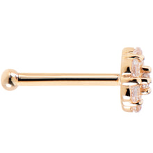 Load image into Gallery viewer, Solid 14K Yellow Gold Clear CZ Flower Nose Bone
