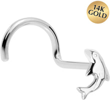 Load image into Gallery viewer, Solid 14K White Gold Dolphin Nose Screw Ring
