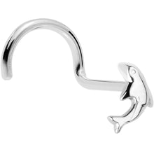 Load image into Gallery viewer, Solid 14K White Gold Dolphin Nose Screw Ring

