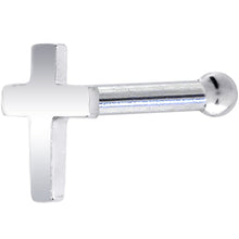 Load image into Gallery viewer, Solid 14K White Gold Cross Nose Bone
