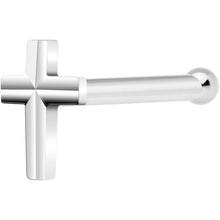 Load image into Gallery viewer, Solid 14K White Gold Raised Cross Nose Bone
