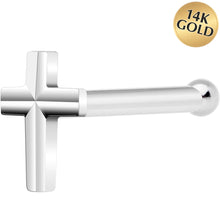 Load image into Gallery viewer, Solid 14K White Gold Raised Cross Nose Bone

