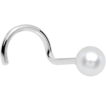 Load image into Gallery viewer, Solid 14K White Gold 3mm Pearl Nose Screw Ring
