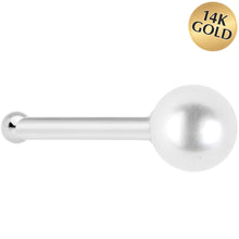 Load image into Gallery viewer, Solid 14K White Gold 3mm Pearl Nose Bone
